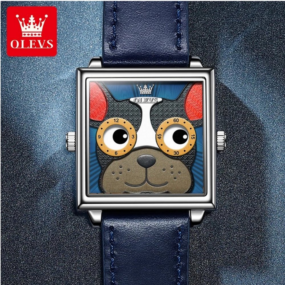 New with tags! Unique watch French Bulldog animated eyes leather band - Picture 2 of 6